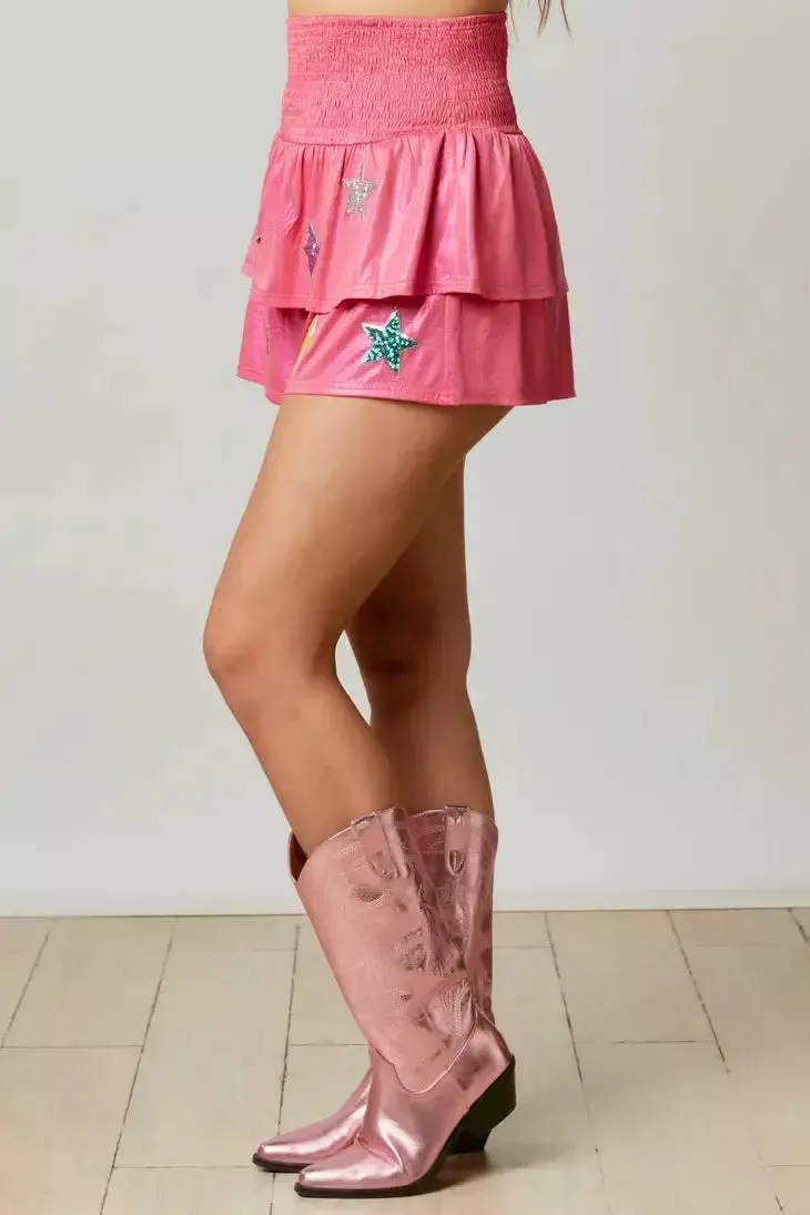 Starry Coated High Waist Shorts