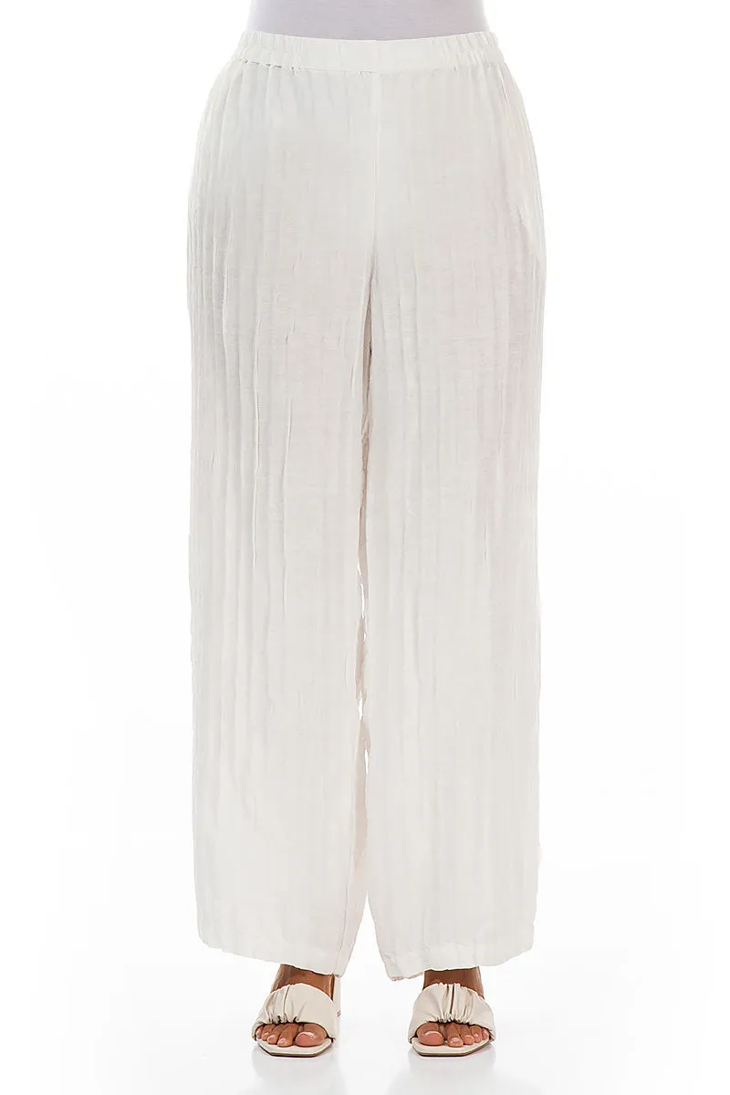 Straight Crinkled Off White Trousers