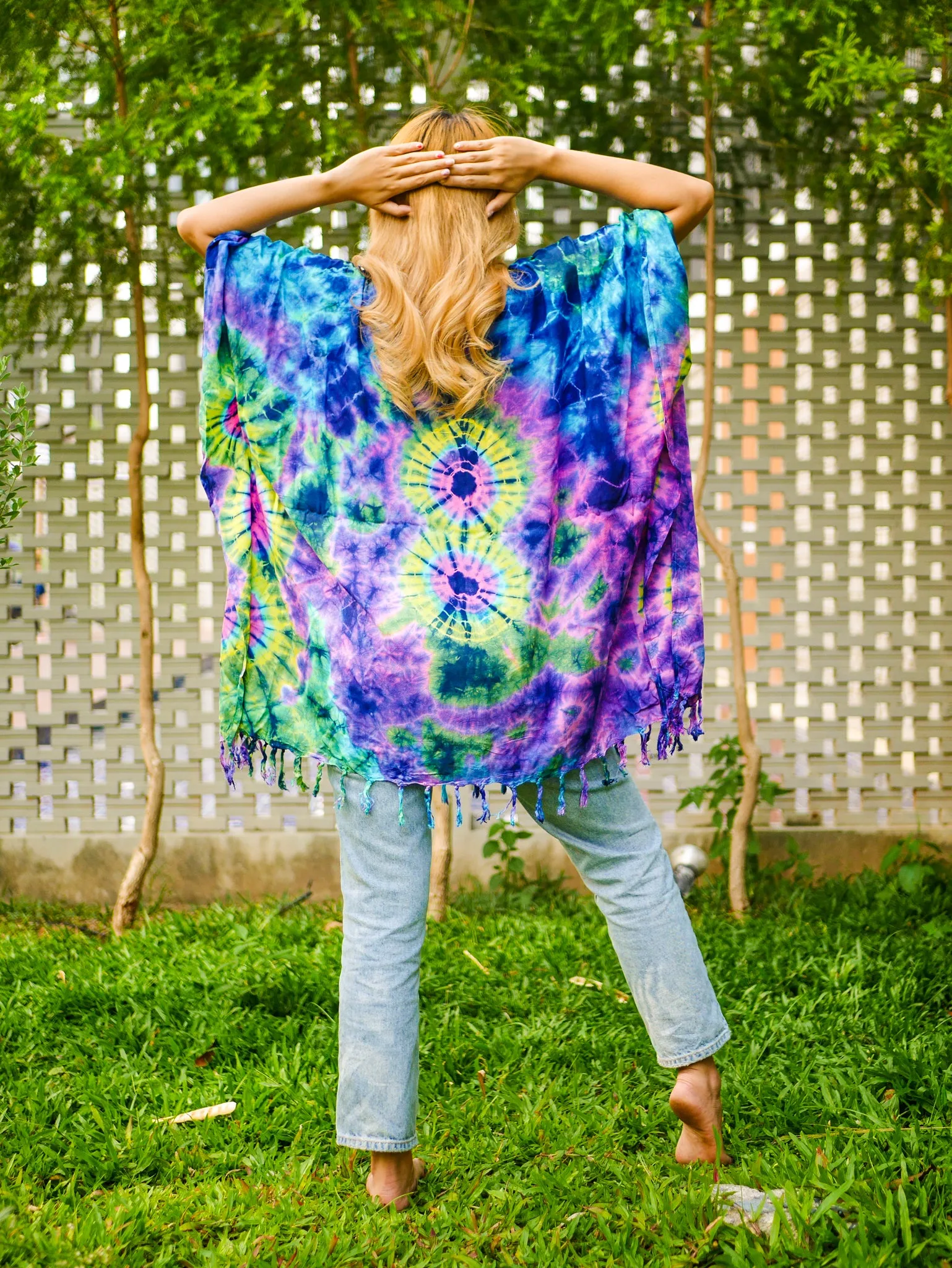 T0150- Hand Dyed Tunic Boho Kaftan Blouse Hippie Oversize Tops
