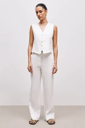 Tailored Linen Trousers - White