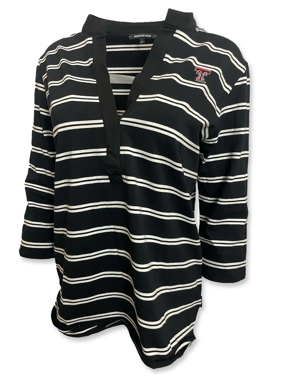 Texas Tech "Seychelles" Horizontal Striped 3/4 Sleeve Blouse