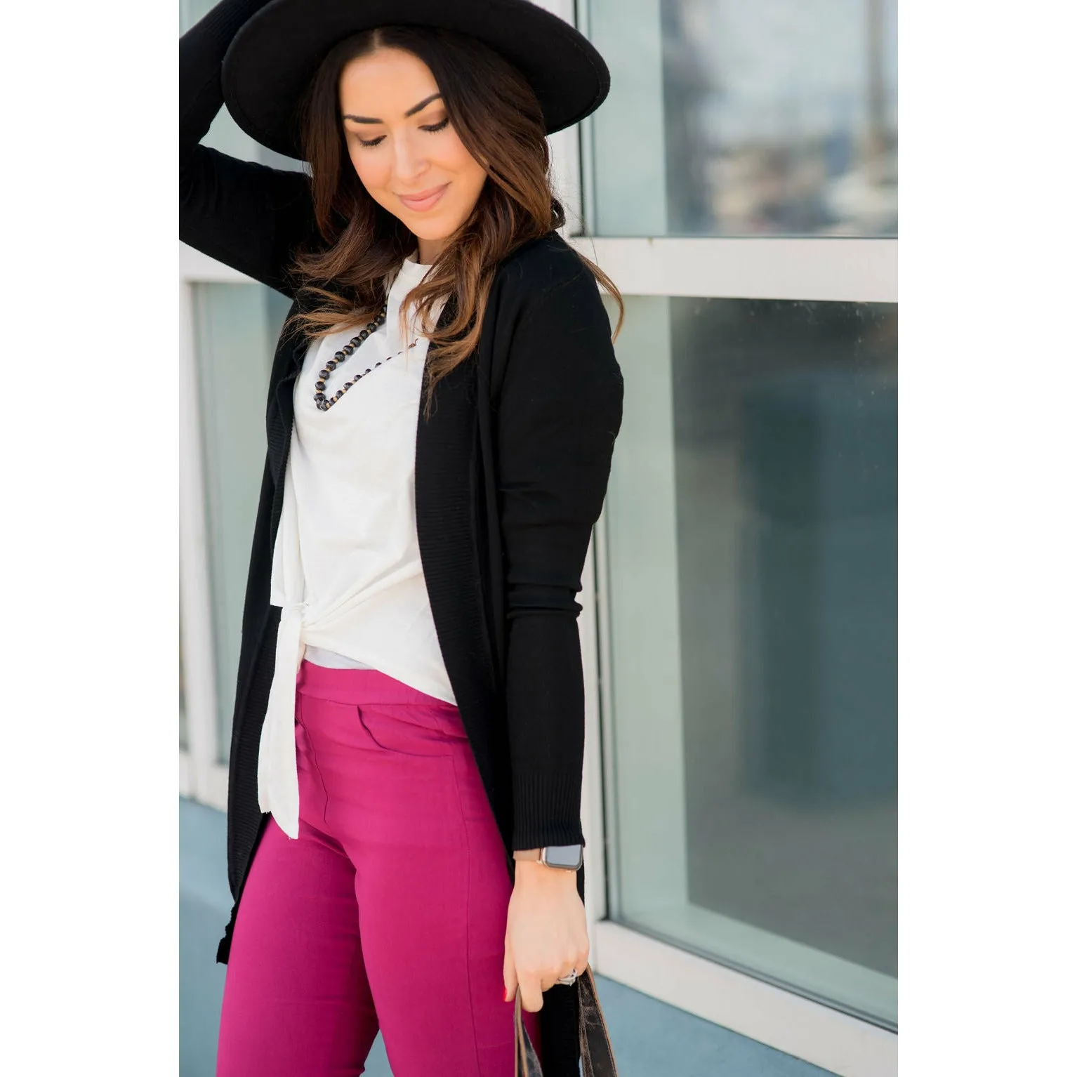 Tie Front Striped Accent Tee