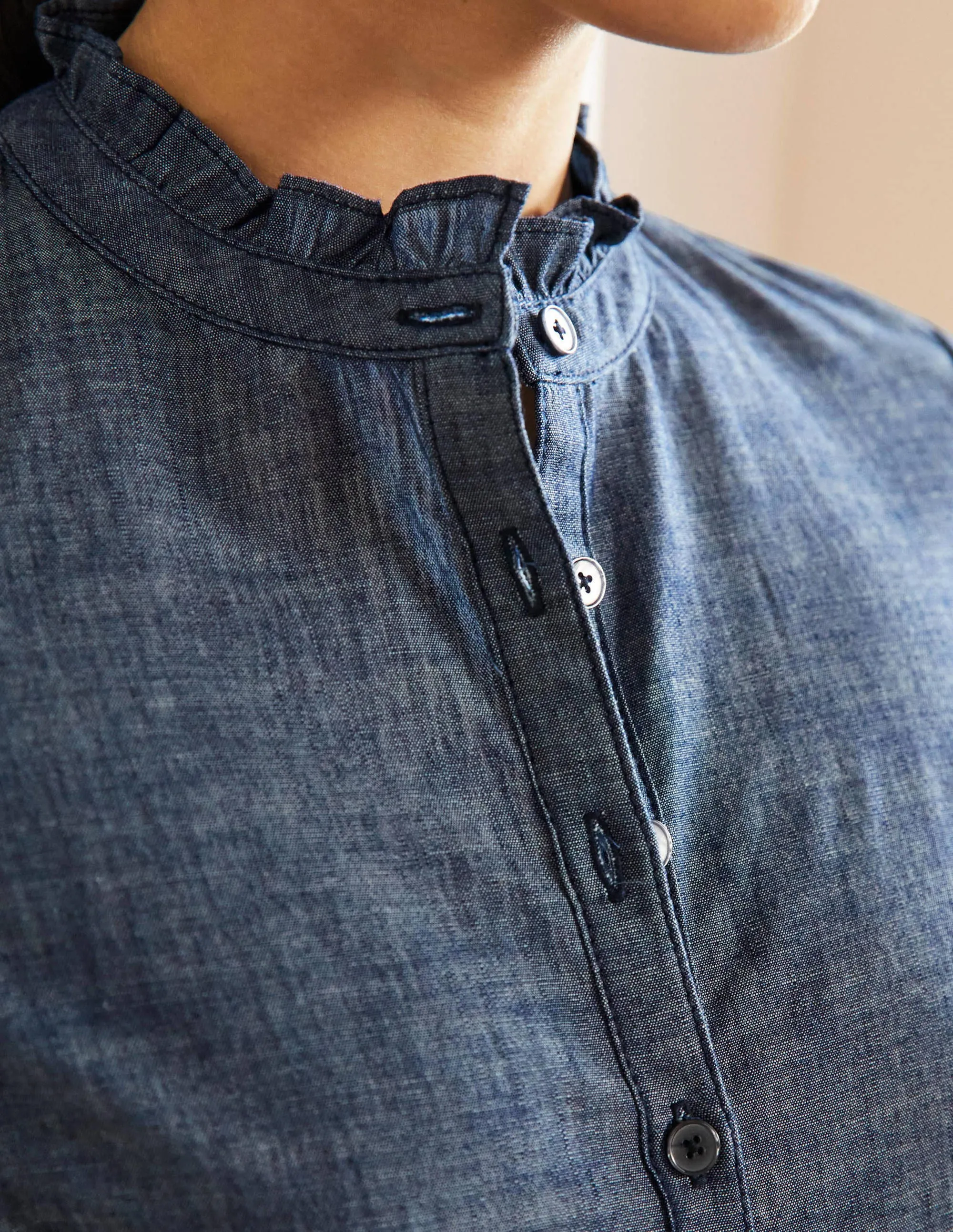 Tiered Maxi Shirt Dress-Denim