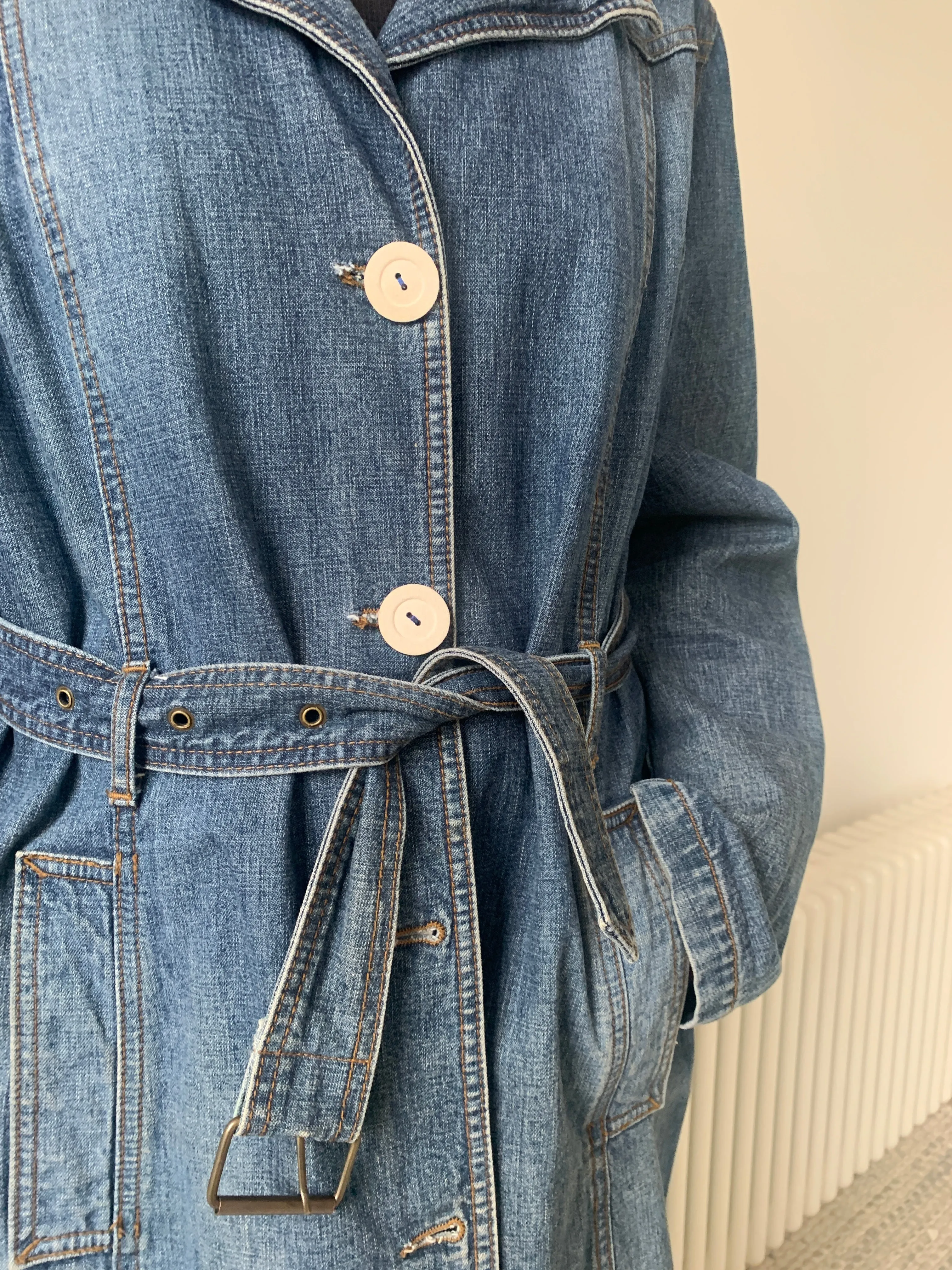 Vintage denim trench coat