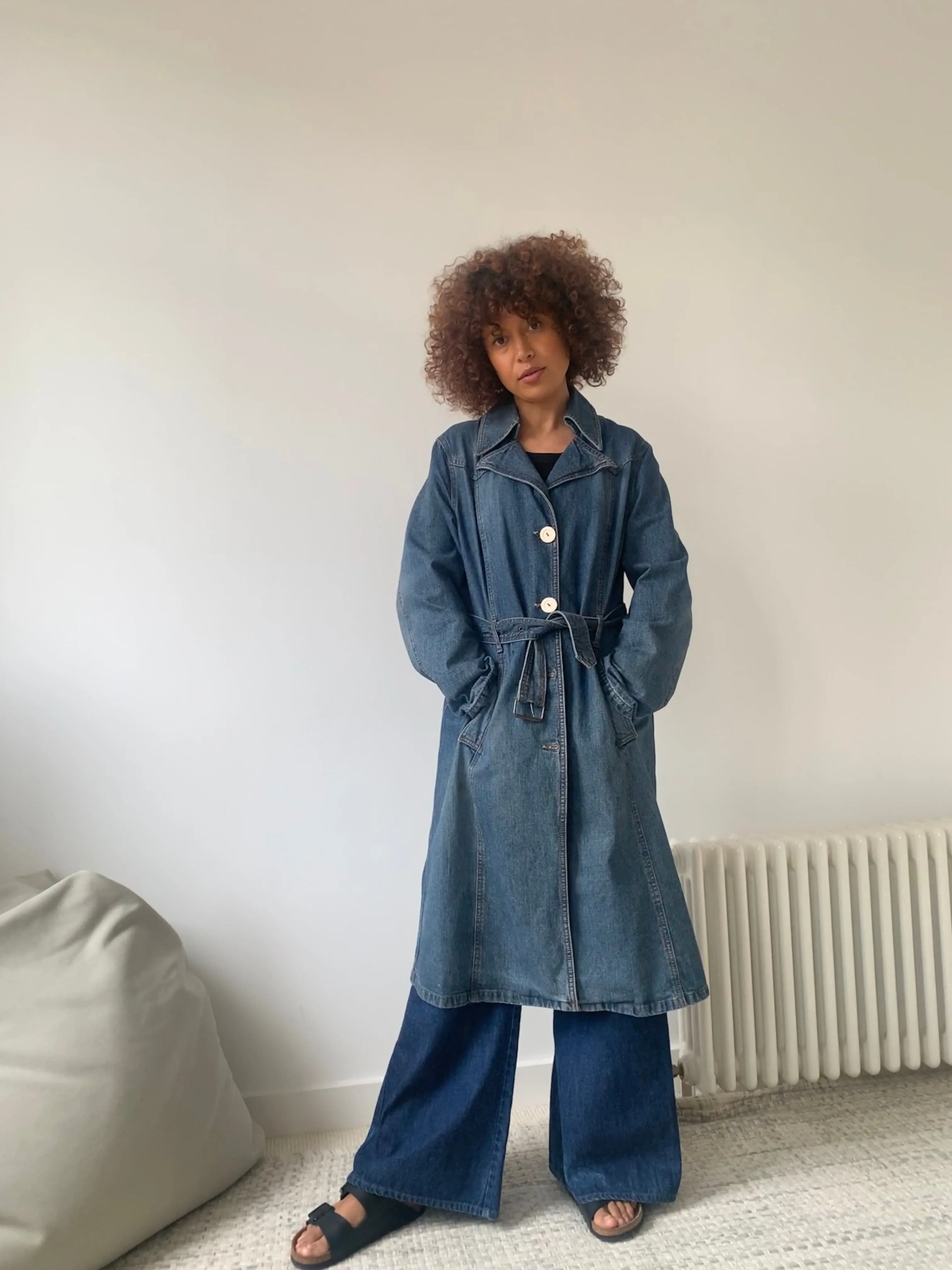 Vintage denim trench coat