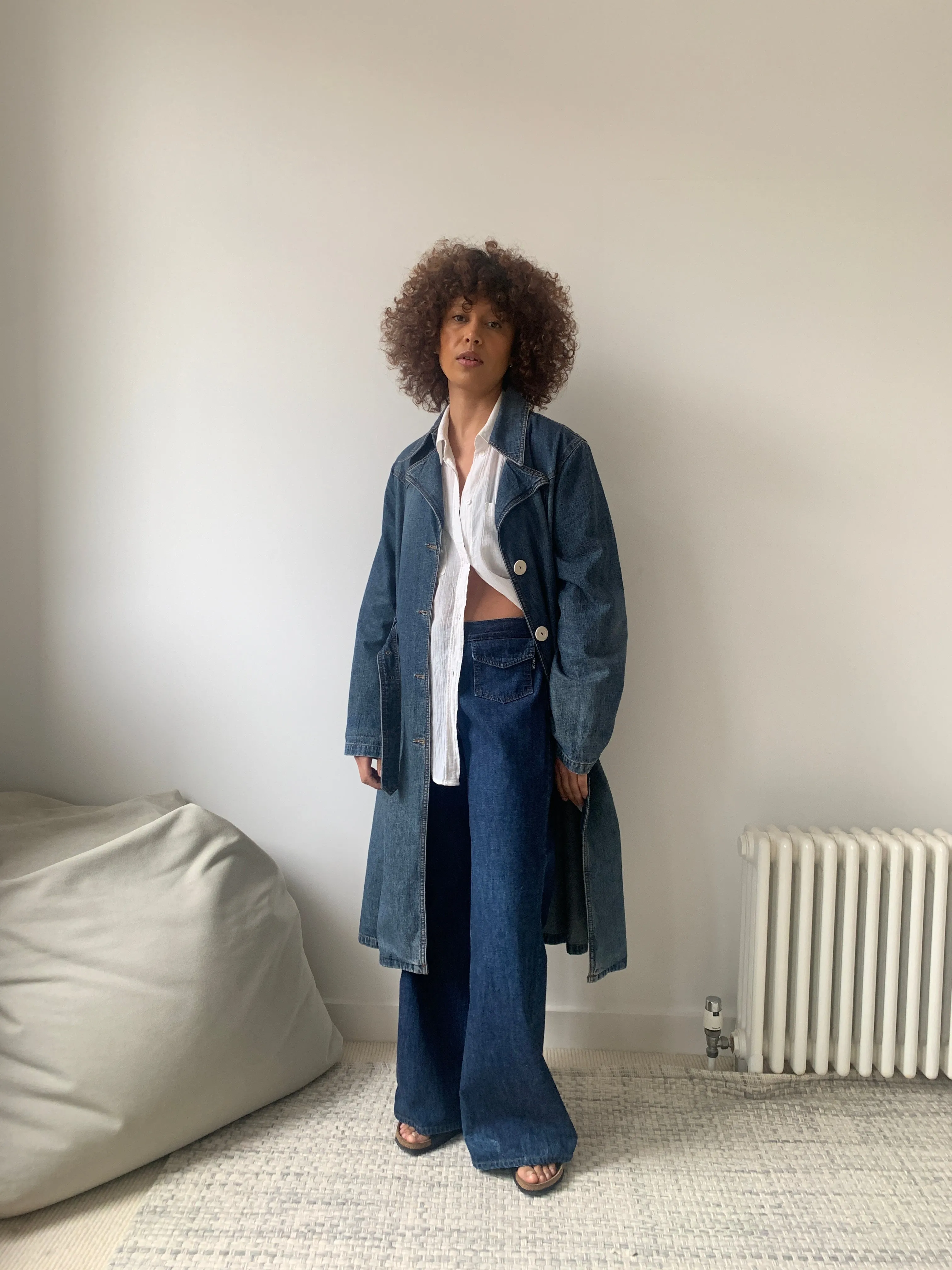 Vintage denim trench coat