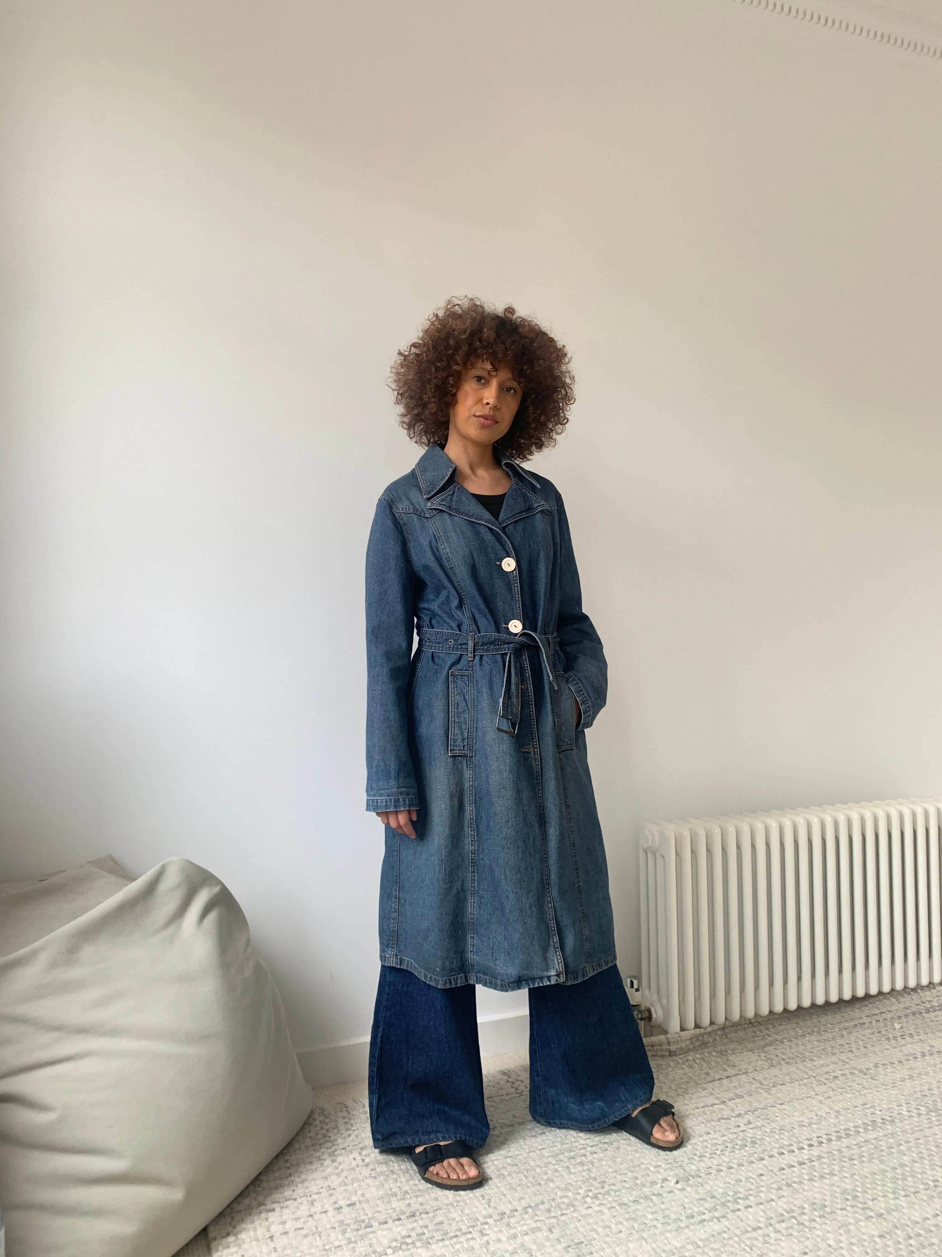 Vintage denim trench coat