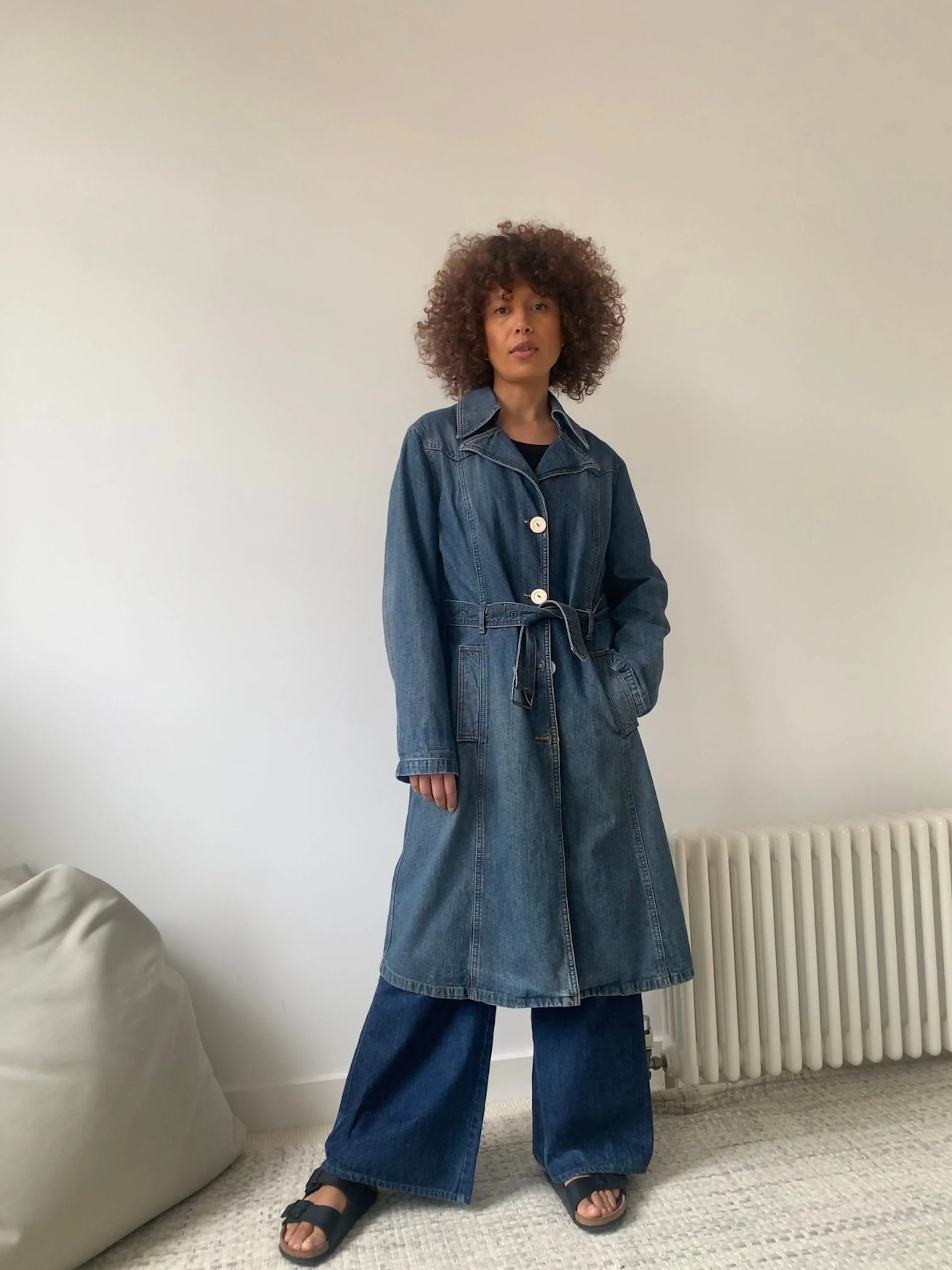 Vintage denim trench coat
