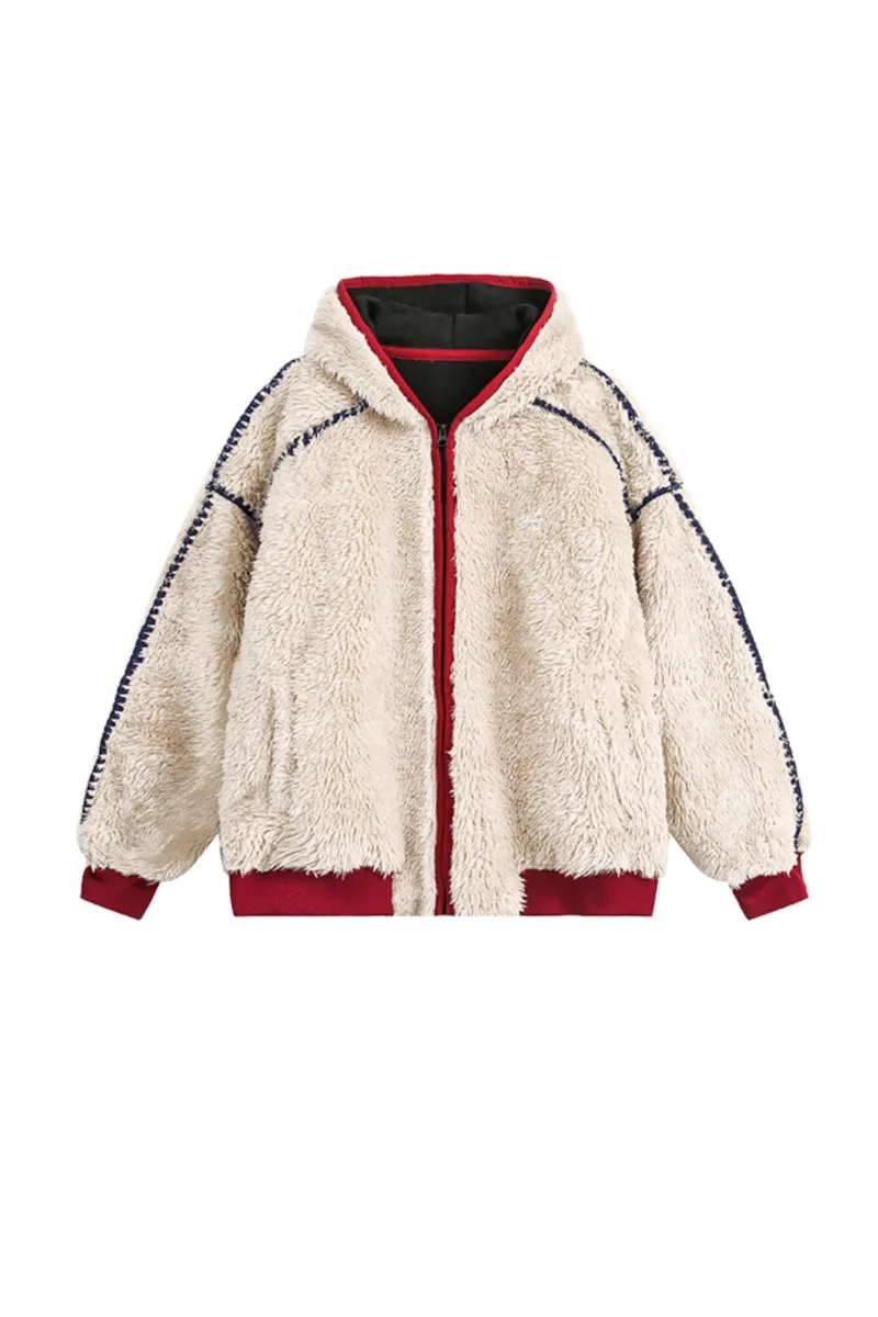 Vintage Hooded Teddy Sherpa Bomber Jacket