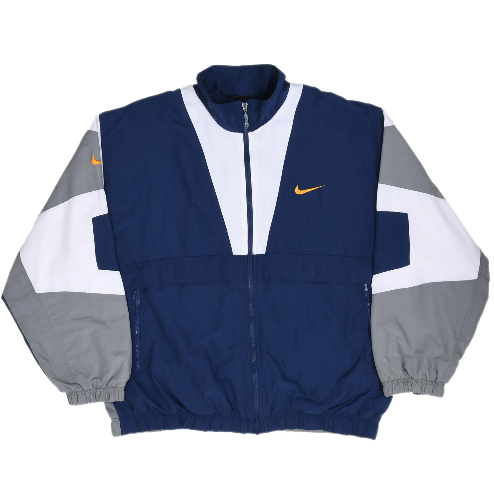 VINTAGE NIKE CLASSIC SWOOSH BLUE WINDBREAKER JACKET 1990S SIZE XL
