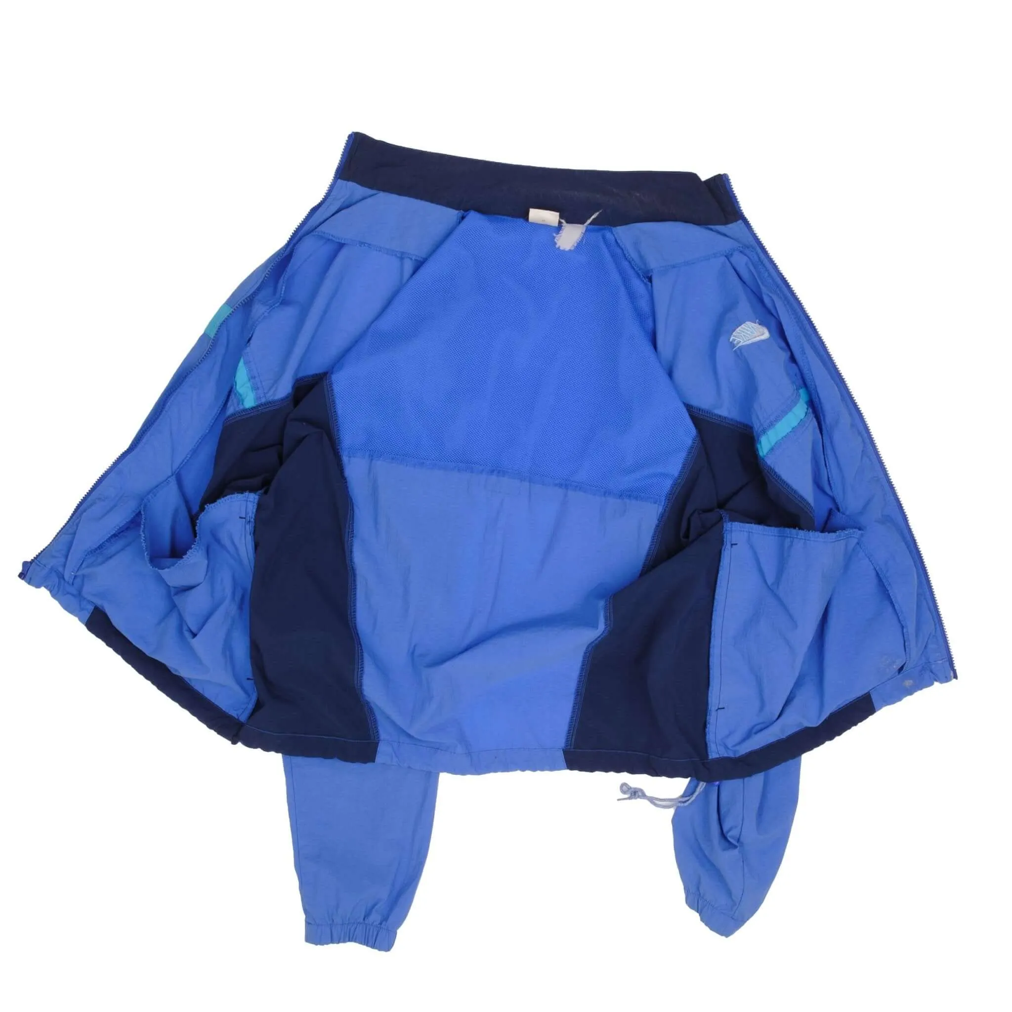 VINTAGE NIKE SWOOSH BLUE WINDBREAKER JACKET 1980S SIZE MEDIUM