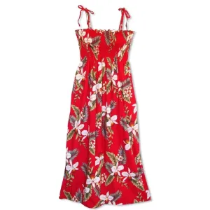 Volcanic Red Maxi Hawaiian Dress