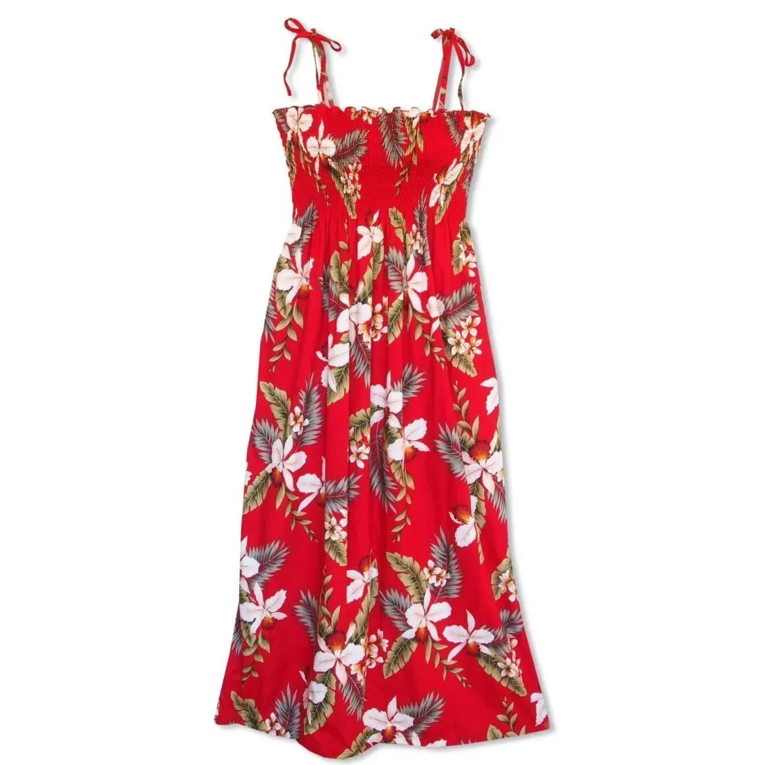 Volcanic Red Maxi Hawaiian Dress