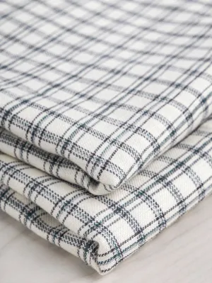 Windowpane Cotton Linen Deadstock - Beige   Gray   Teal