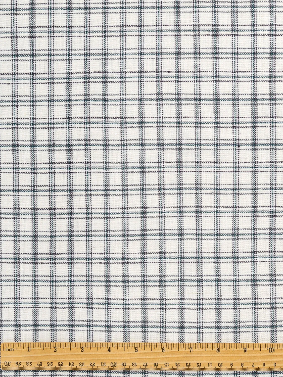 Windowpane Cotton Linen Deadstock - Beige   Gray   Teal