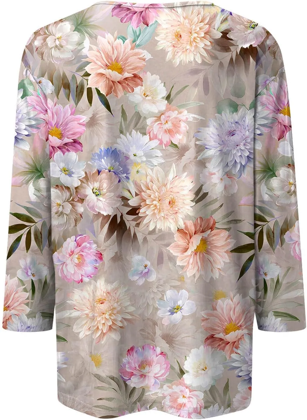 Womens 3/4 Length Sleeve Tops Fashion Casual Button Down Summer Shirts Loose Fit Three Quarter Length Sleeve Blouse