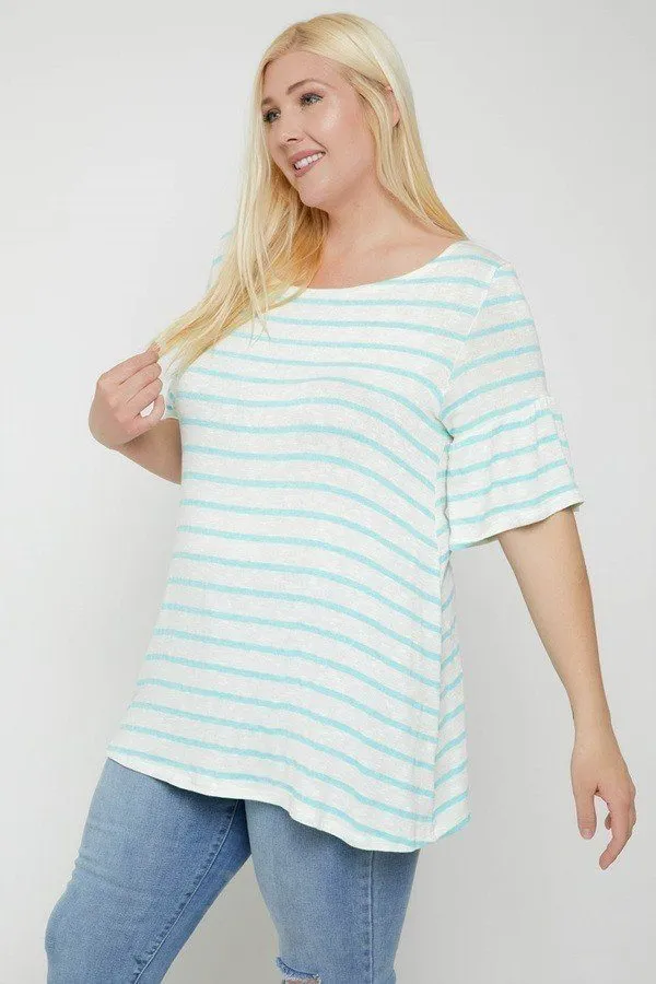 Women's Plus Striped Tunic, Featuring Flattering Flared Sleeve