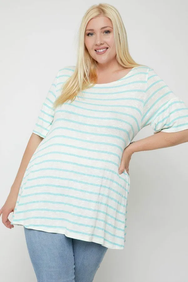 Women's Plus Striped Tunic, Featuring Flattering Flared Sleeve