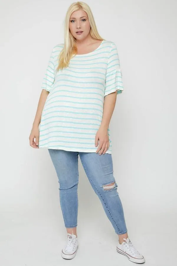 Women's Plus Striped Tunic, Featuring Flattering Flared Sleeve