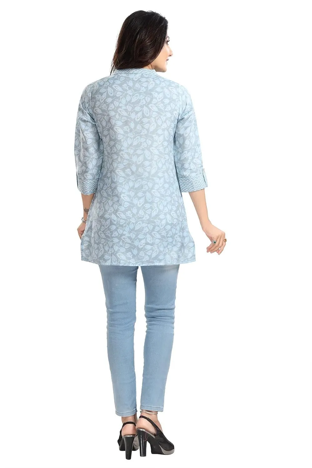 Women's Rayon Blend 3/4 Sleeve Kurti Tunic Top - Blue