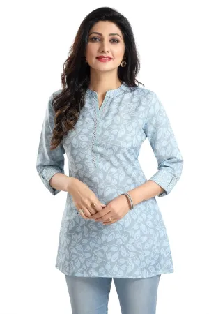 Women's Rayon Blend 3/4 Sleeve Kurti Tunic Top - Blue