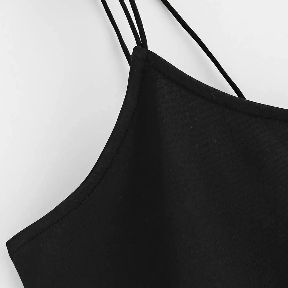ZAFUL Women's Butterfly Crop Top Shoulder Tie Ruffle Cami Tank Top