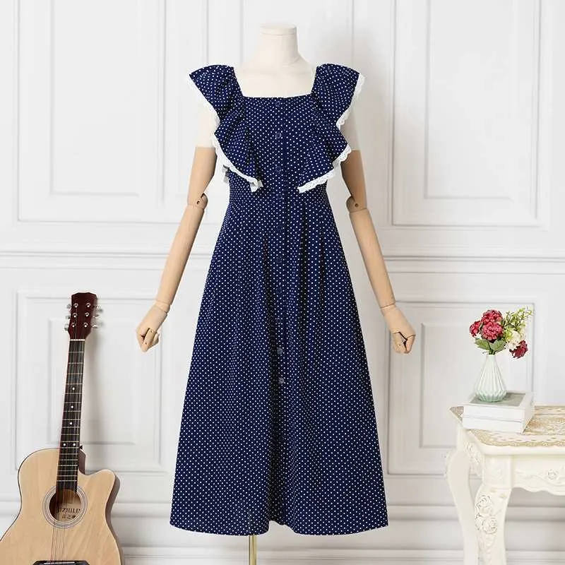 ZANZEA Women Printed Shirt Dress Summer Sleeveless Maxi Vestidos Fashion Ruffle Sleeve Sundress Lace Patchwork Party Robes S4551101